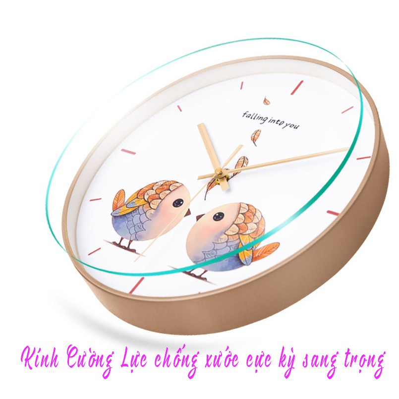 {HÀNG NHẬP KHẨU}  Đồng Hồ Treo Tường Kim Trôi Cao Cấp Aoba Decor dễ thương - Bảo Hành 6 Tháng