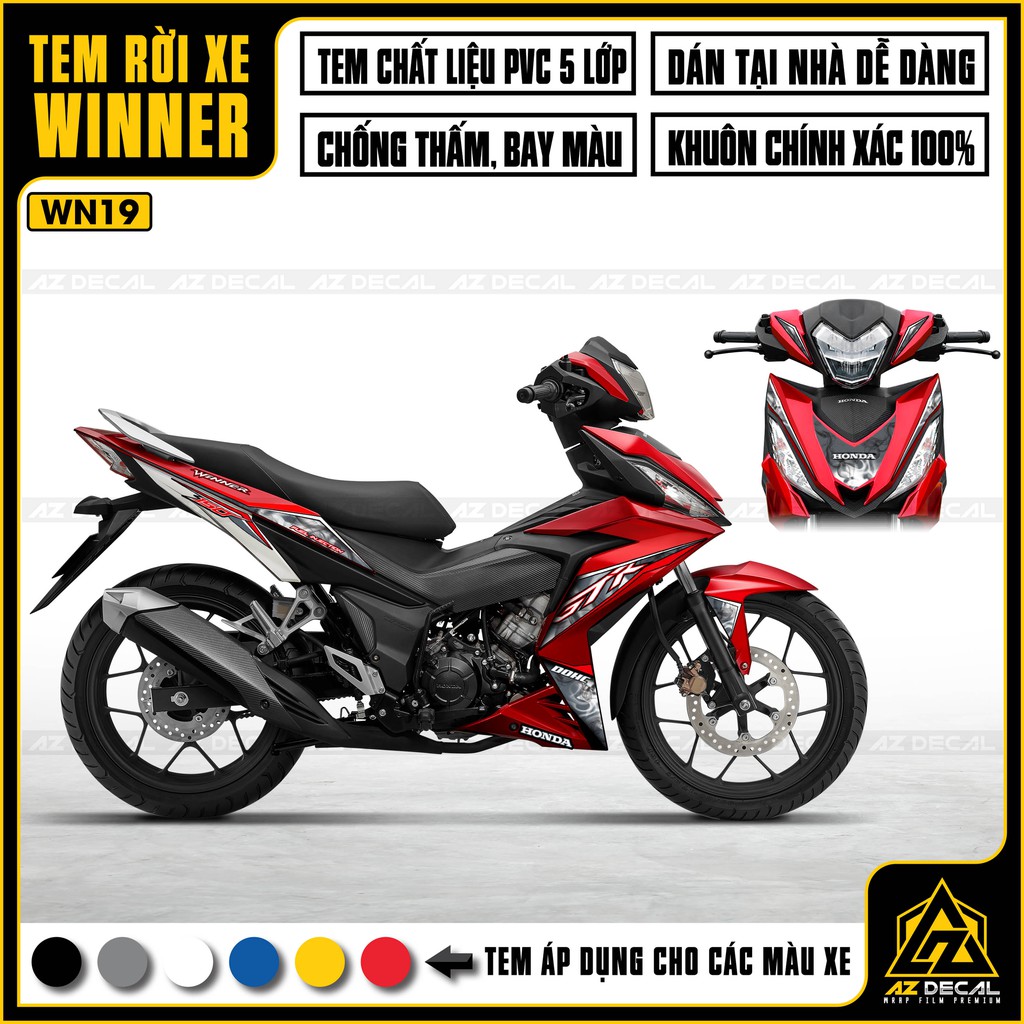 Tem Xe Winner 150 Mẫu GTR Vân Khói | WN19 | Tem Rời Xe Máy Chống Nước, Chống Bay Màu