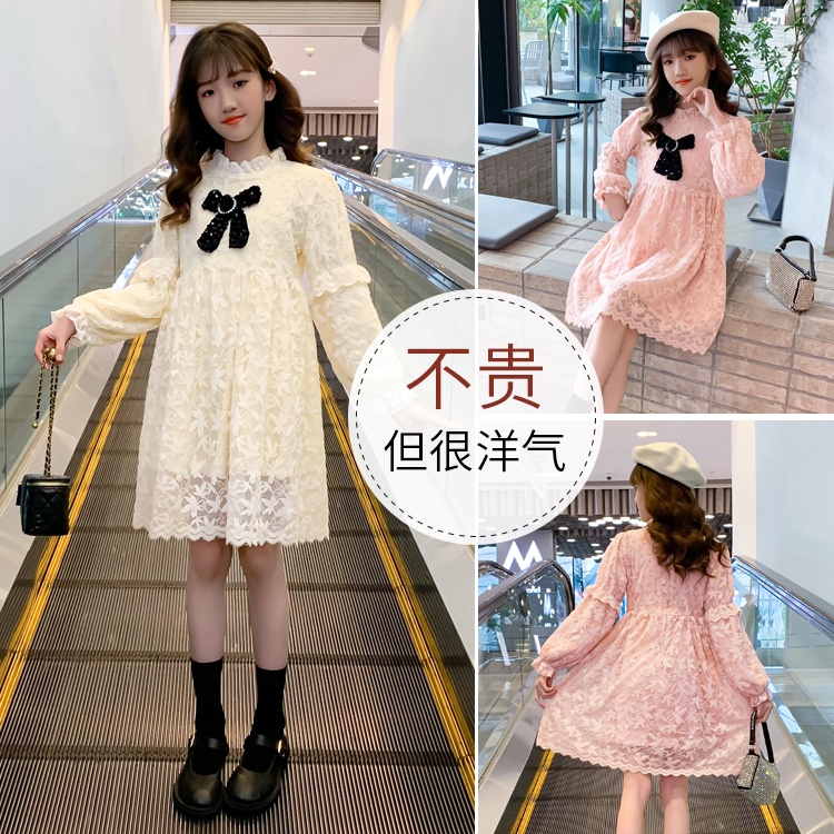 Đầm Phối Ren Mỏng Đính Đá Xinh Xắn Cho Bé Gái 4 5 6 7 8 9 10 11 12 13 14 Tuổi