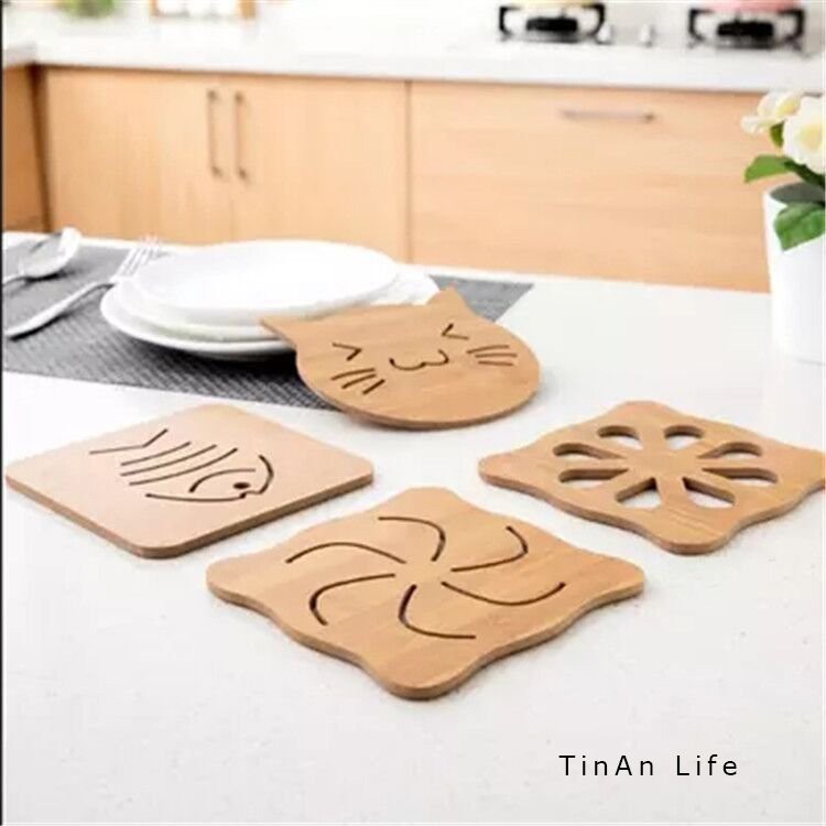 Miếng Lót Ly, Chén Bằng Gỗ, Cách Nhiệt, Chống Nóng, Trơn Trượt Nồi, Bát, Họa Tiết Dễ Thương
