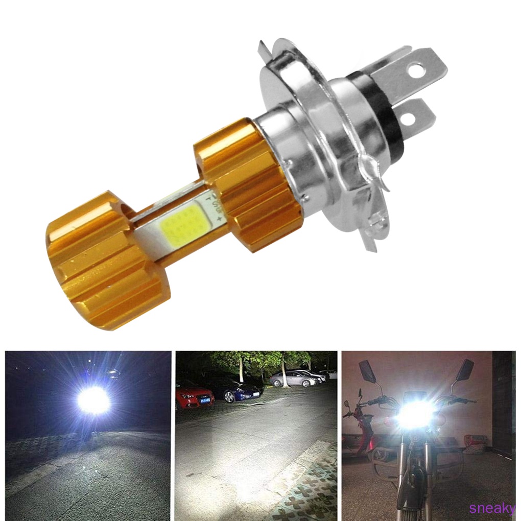 Bóng Đèn Pha Led 3 Cob Dc 12v 6500k Siêu Sáng Sne.H4 18w Cho Xe Mô Tô