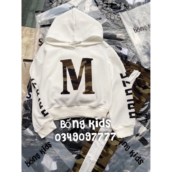 Bộ Thu Hoodie Bé Gái Chữ M Răn Ri SHEIN