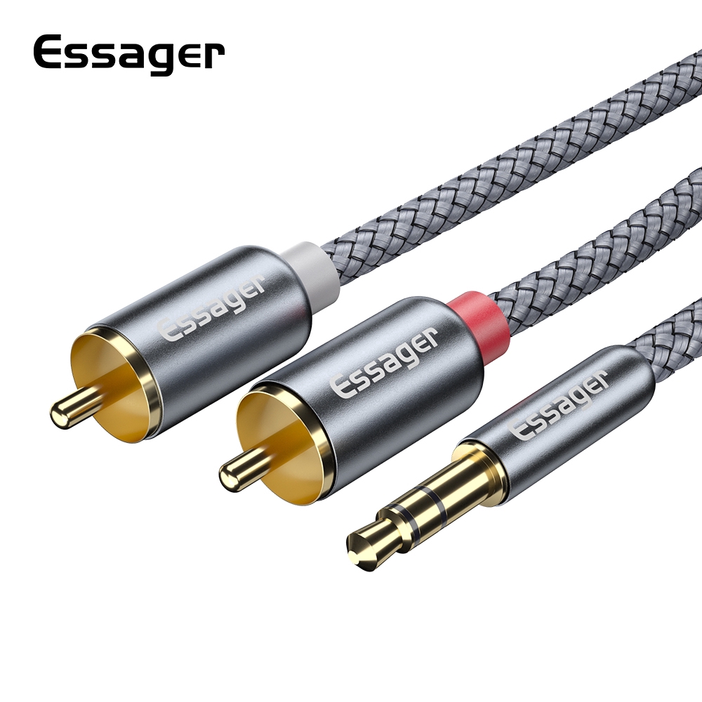 Cáp âm thanh Essager 3.5mm đầu ra 2 RCA cao cấp