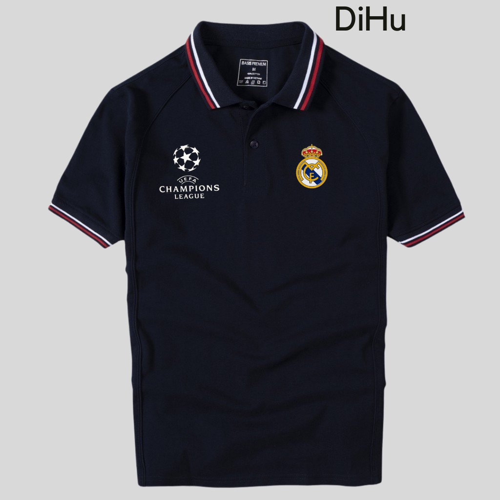 Áo thun Polo nam nữ cao cấp Real Madrid Unisex vải cá sấu Poly co dãn 4 chiều dày dặn form gerular fit