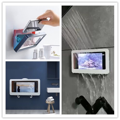 Hộp đựng điện thoại gắn tường trong suốt chống thấm nước tiện dụng cho nhà tắm