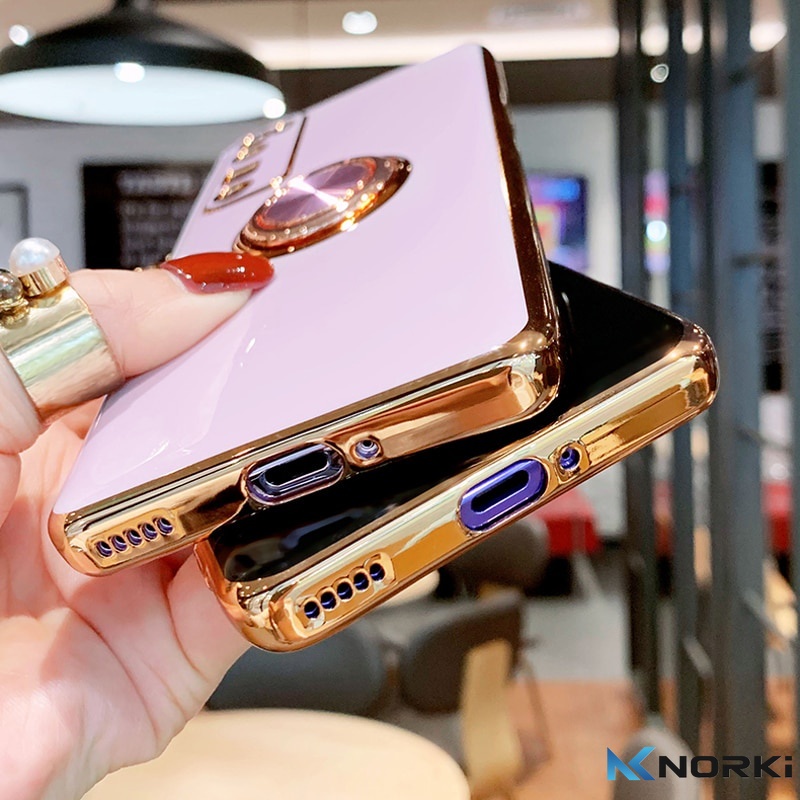 Ốp Điện Thoại Silicon Mạ Điện Hình Vuông Có Vòng Đỡ Bảo Vệ Ống Kính Máy Ảnh Cho Samsung Galaxy A04S A73 A53 A33 A13 5G A72 A52 A52S Đứng