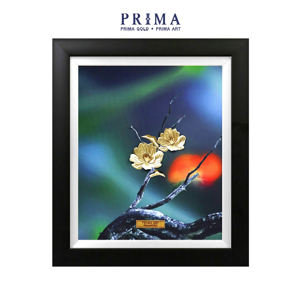 Tranh Vàng 24K PRIMA ART - Bộ Đôi Chim Và Cành Hoa Mai - Bộ 4 bức - Kích thước 25 x 29 cm - CGS-0749-01