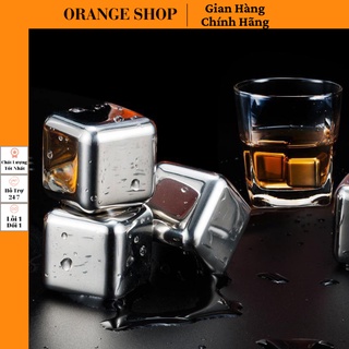 Set 4-6 Viên Đá Vĩnh Cửu Đá Vĩnh Cửu - Đá Không Tan Uống Rượu Whiskey Đá INOX304 Lạnh Vĩnh Cửu Orange Shop
