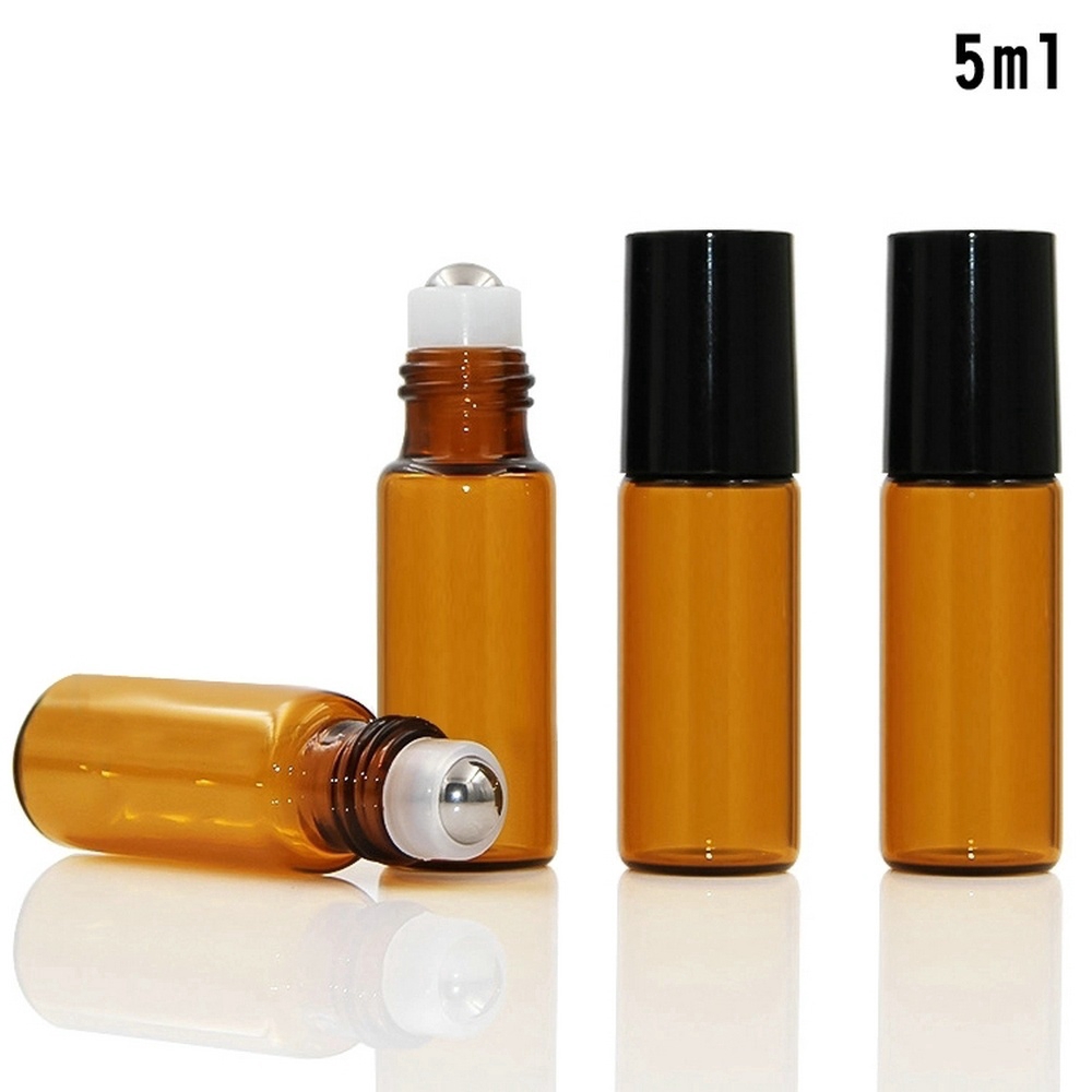 Chai thủy tinh rỗng đựng nước hoa màu hổ phách 5/10ml có đầu lăn tiện dụng