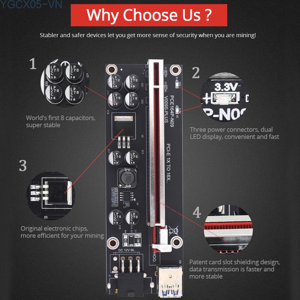 Card Đồ Họa Ver009S Plus Pci-E 1x Sang 16x Usb 3.0 Sata Sang 6pin Thẻ | BigBuy360 - bigbuy360.vn