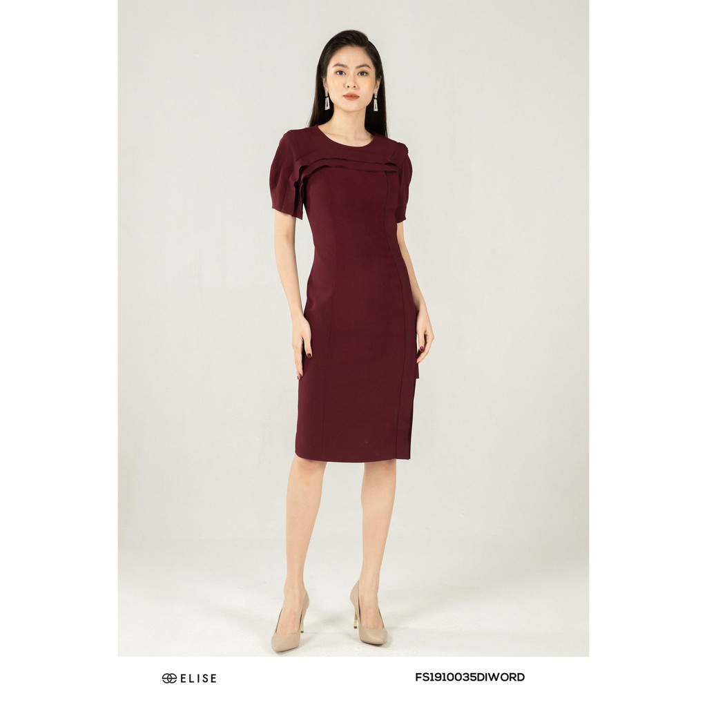 Đầm đỏ phối bèo thiết kế Elise | BigBuy360 - bigbuy360.vn