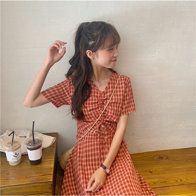 Váy kẻ sọc phụ nữ 2021 mới mùa hè dài phần eo giảm béo váy dài | BigBuy360 - bigbuy360.vn