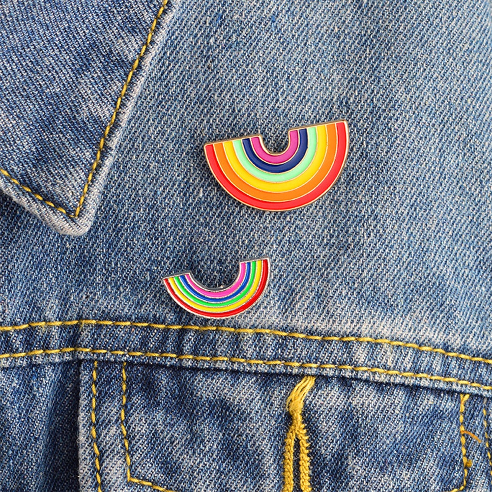 YOML✔Creative Unisex Cartoon Rainbow Bridge Brooch Pin Enamel Denim Backpack Badge