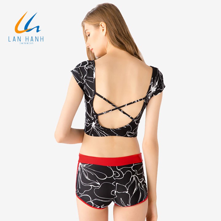 Bikini croptop tay ngắn quần short Lan Hạnh 21059-DE206