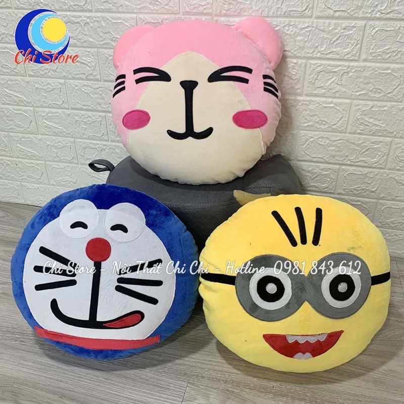 Gối Tròn Hình Thú Cho Bé, Gối Tròn Handmade Trang Trí Ngộ Nghĩnh Siêu Xinh
