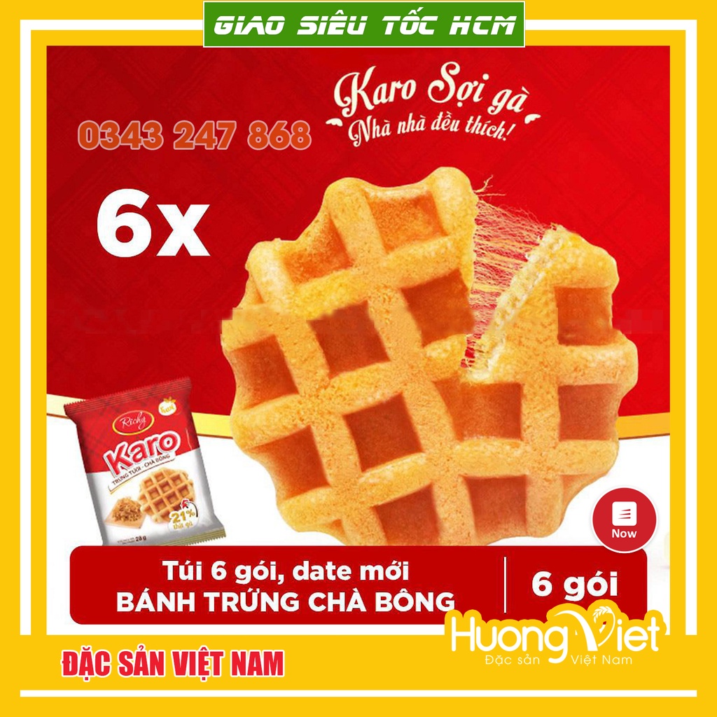 Bánh Karo Richy trứng tươi chà bông sợi gà túi 156g  Date mới, bánh trứng tươi karo mềm ngon, bánh caro