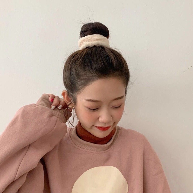 Dây buộc tóc vải nhung co giãn màu sắc đơn giản dành cho nữ