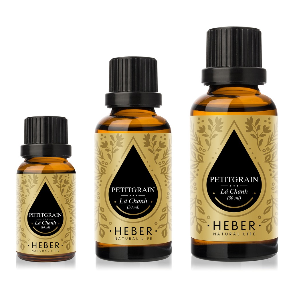 Tinh Dầu Lá Chanh Petitgrain Heber Natural Life, Cao Cấp Nhập Khẩu, Thiên Nhiên Nguyên Chất, Chai 10ml/30ml/50ml