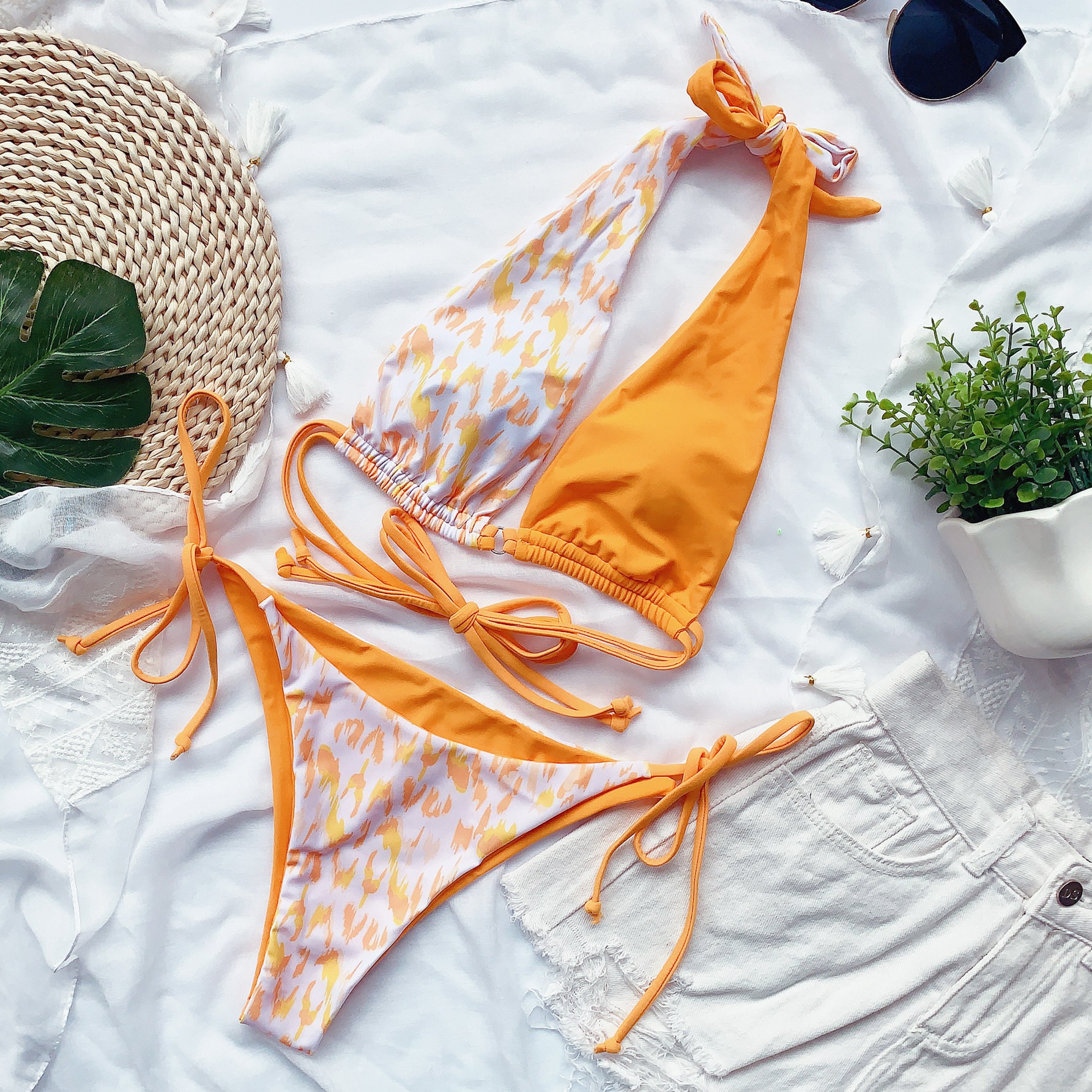 Bikini Nữ Phối Dây In Hoạ Tiết Da Báo Màu Hồng | BigBuy360 - bigbuy360.vn