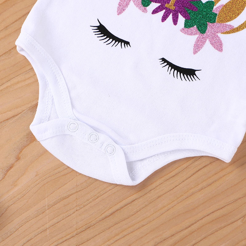 Combo bộ đồ bé gái 0-24 tháng tay ngắn Unicorn bodysuit váy set mùa hè thời trang cho bé trẻ em sơ sinh