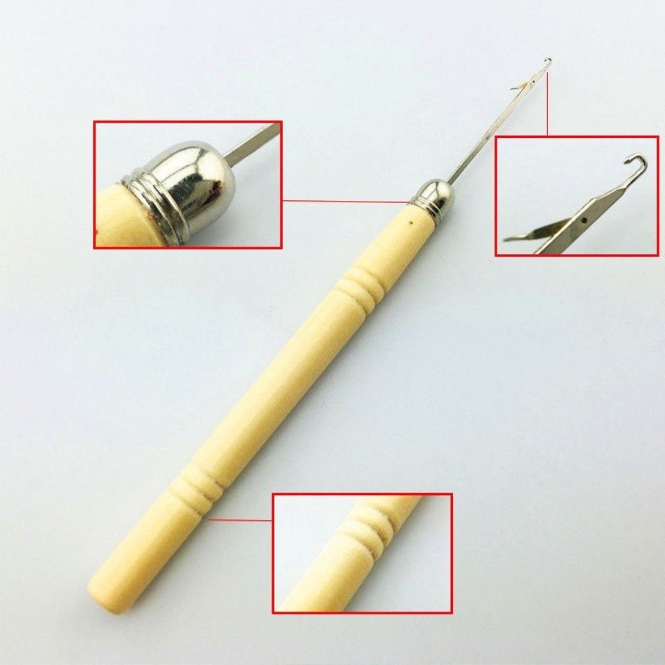 Bộ Tóc Giả Nối Dài Bằng Thép Không Gỉ Tay Cầm Bằng Gỗ Và Lông Vũ