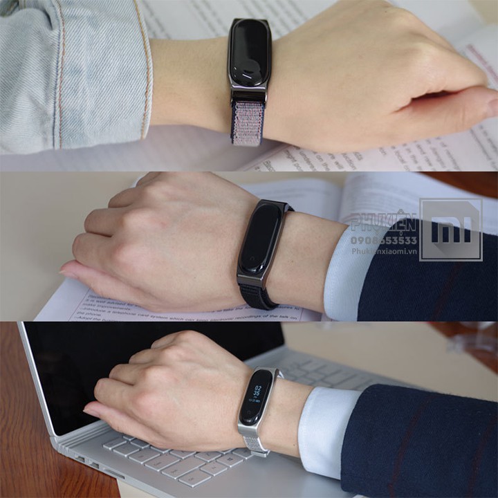 Dây thay thế Nylon mặt kim loại Mijobs cho Xiaomi Miband 3 / 4