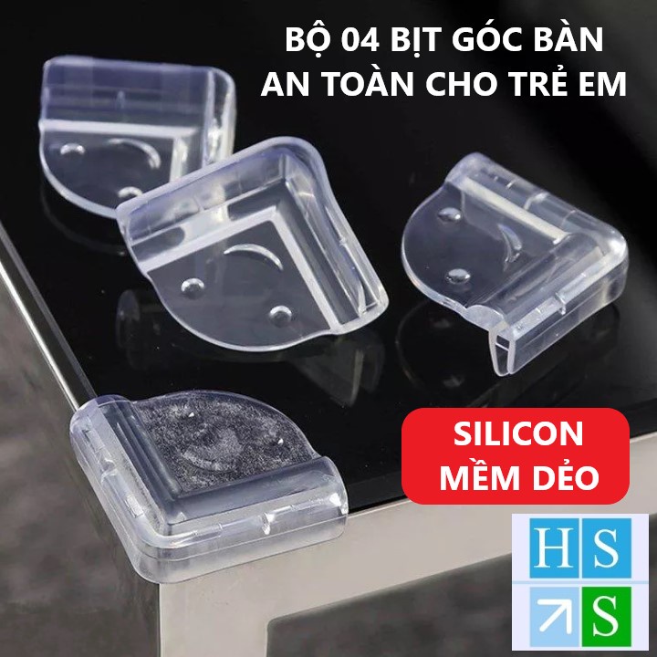 SET 04 Bịt góc bàn silicon bọc cạnh bàn góc tủ bàn kính an toàn cho trẻ em (Vuông, Cạnh hoặc Tròn) - HS Shop Thủ Đức