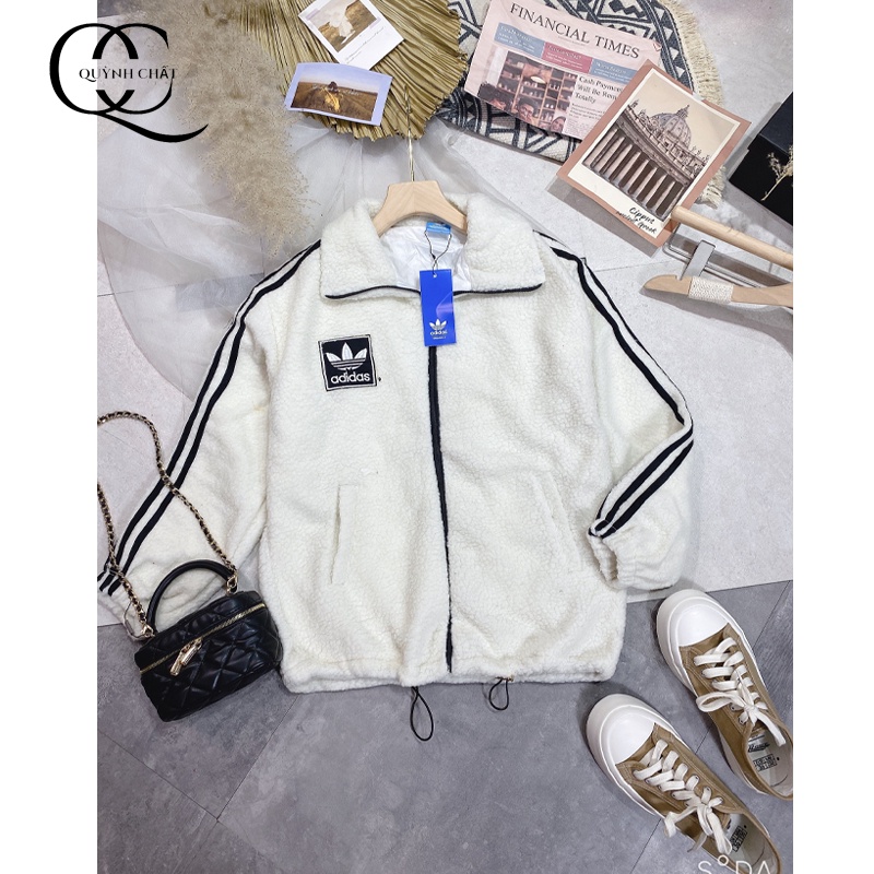 [HÀNG MỚI VỀ] Áo khoác mùa đông AK04 ,áo lông cừu có khóa thêu nổi form rộng, chất long dày dặn sờ mướt tay