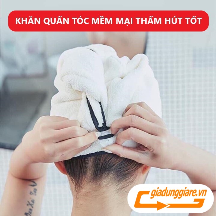 KHĂN Ủ TÓC cotton mềm mại siêu thấm hút giúp khô tóc nhanh quấn ủ hấp tóc tiện lợi - giadunggiare.vn