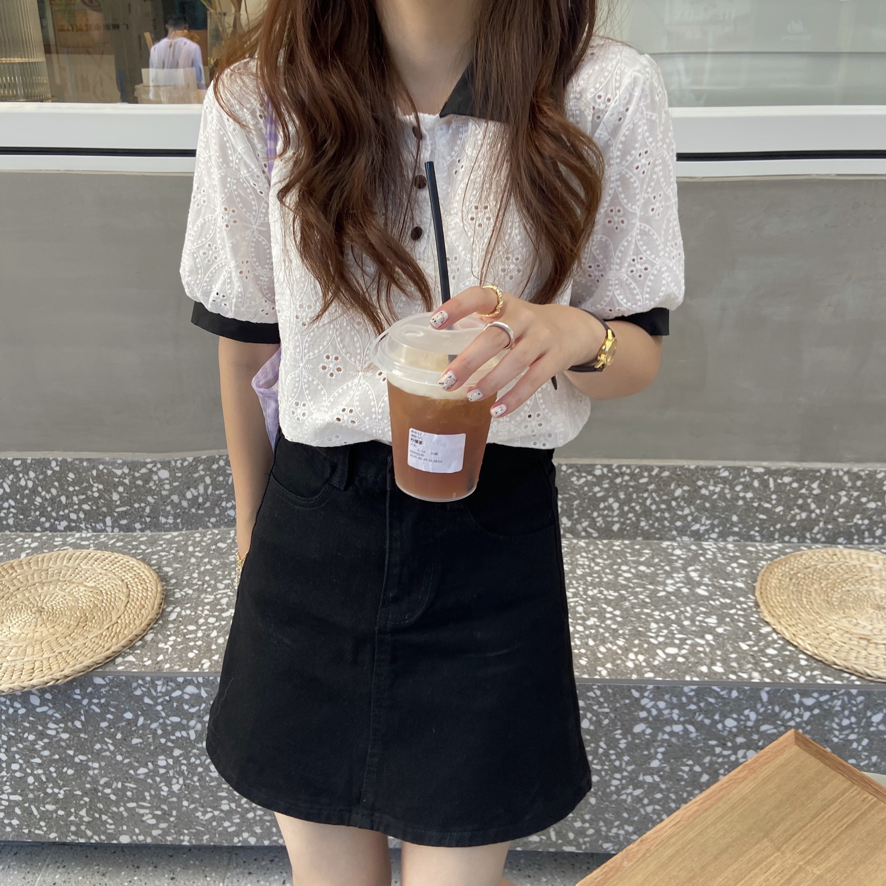 Áo Kiểu Nữ Ngắn Tay Cổ Bẻ Thời Trang Hàn 42105 | BigBuy360 - bigbuy360.vn