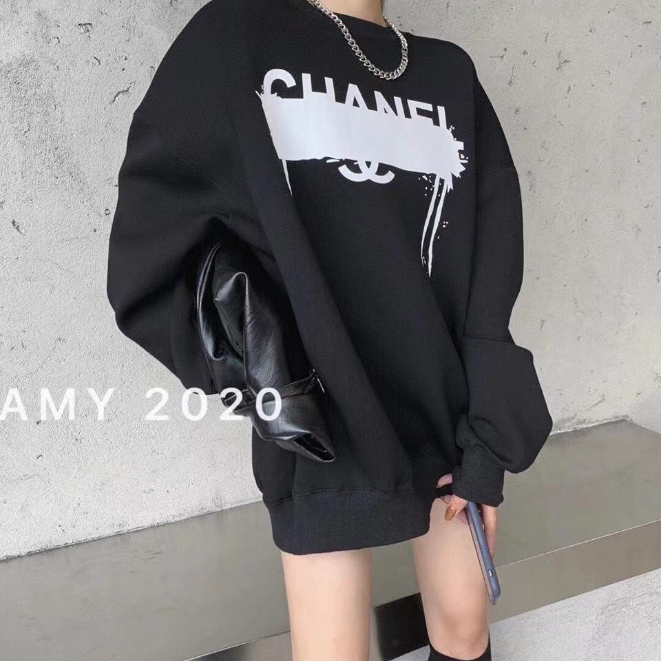 [250gDày lên]Áo sweater dáng rộng in chữ cá tính