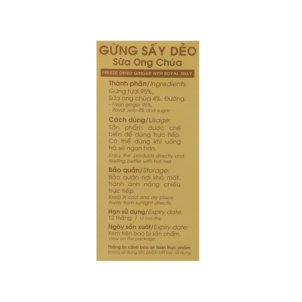 GỪNG SẤY DẺO SỮA ONG CHÚA 90g - HƯƠNG SEN VIỆT