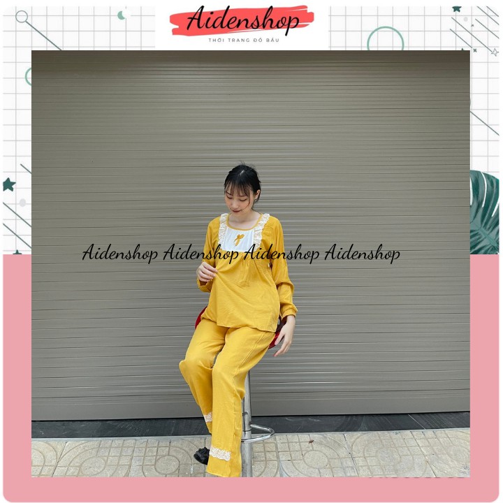 Bộ bầu thời trang sau sinh thiết kế đẹp chất mát dài tay giá rẻ