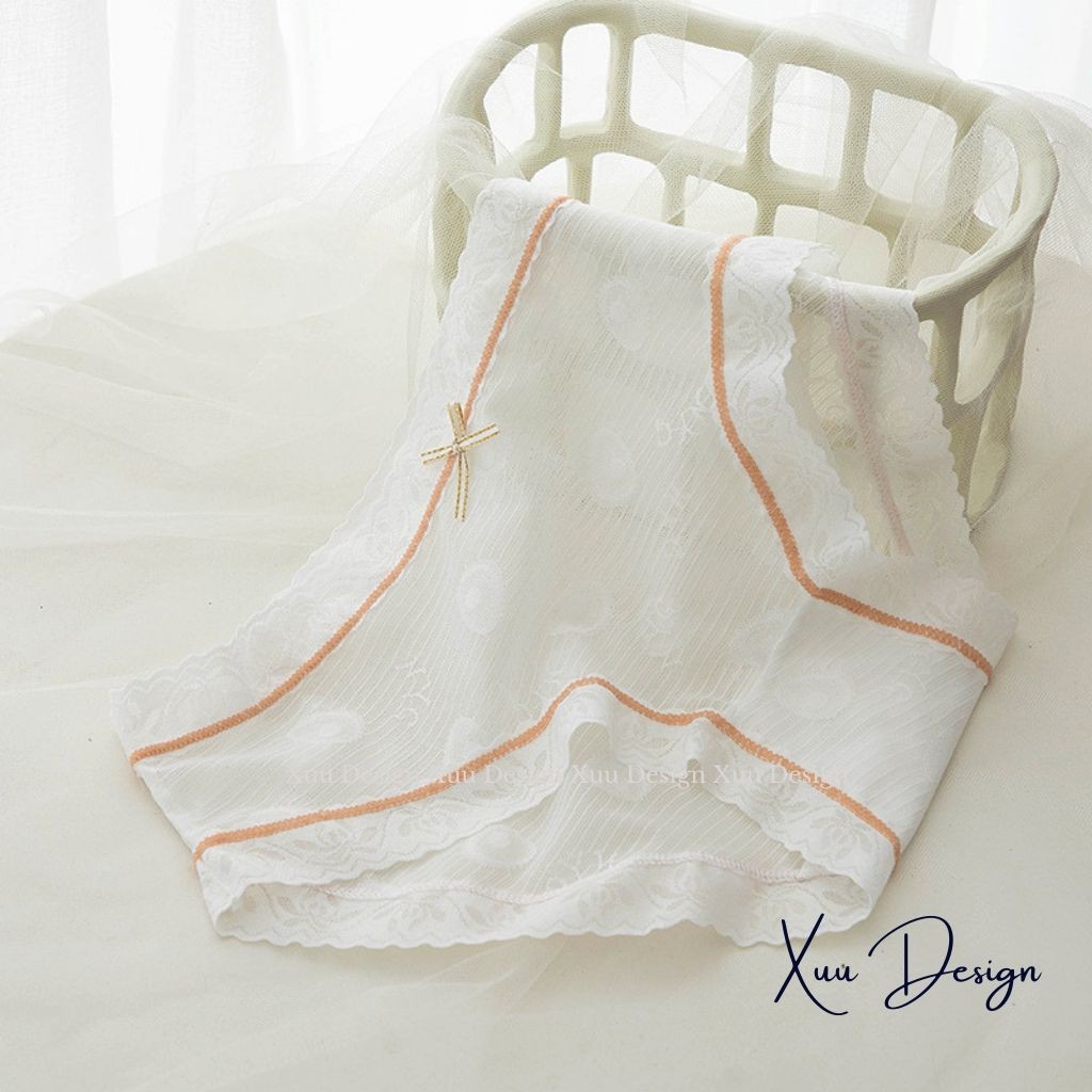 Quần lót nữ ren nơ họa tiết chìm thông thoáng tông màu trẻ trung ngọt ngào - WeXuu Design QC41