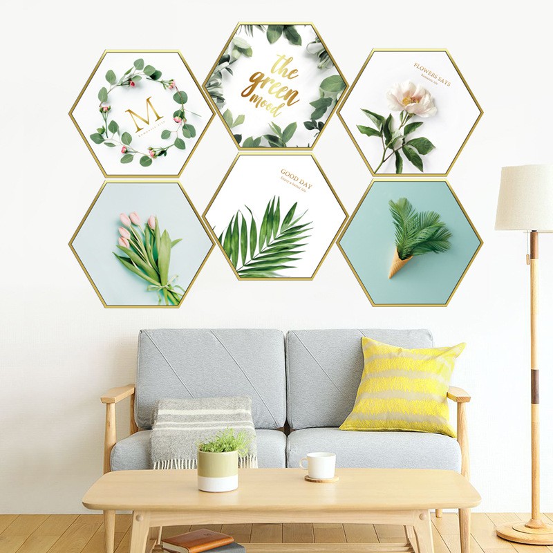 Set 6 khung decal lục giác 3D dán tường [GIÁ SĨ] trang trí nhà cửa siêu đẹp, siêu chất AmyShop