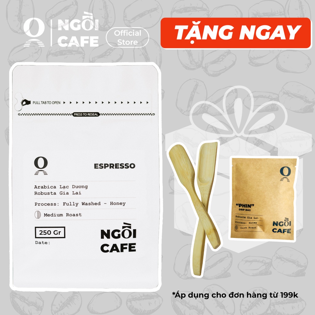 Cà phê rang mộc pha máy chất lượng cao Espresso Arabica + Robusta Ngồi Cafe
