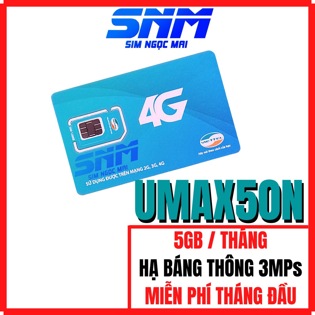 [FREESHIP] SIM 4G VIETTEL V120N - V120 -UMAX50N - 120GB DATA TỐC ĐỘ CÁO - MIỄN PHÍ GỌI - SIM NGỌC MAI