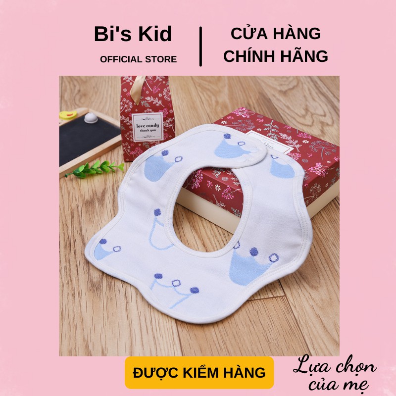 Yếm cho bé 📌FREESHIP📌 yếm xoay 360 độ  6 lớp vải xô dày dặn đeo 2 mặt cho bé yêu ăn dặm KT 28x28cm