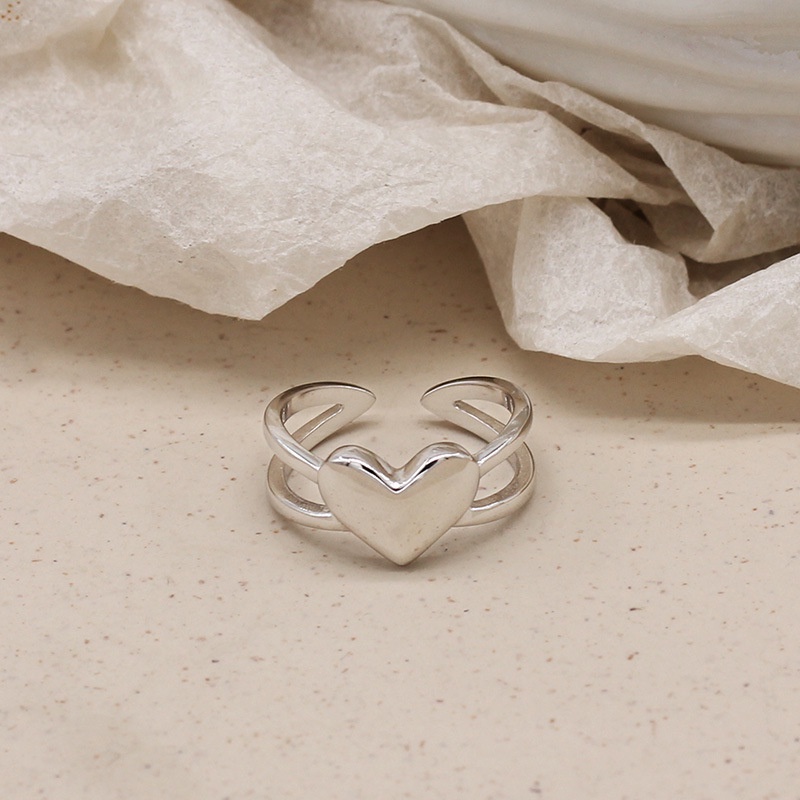 Nhẫn Hở Hình Trái Tim Đôi Phong Cách Harajuku Thời Trang
