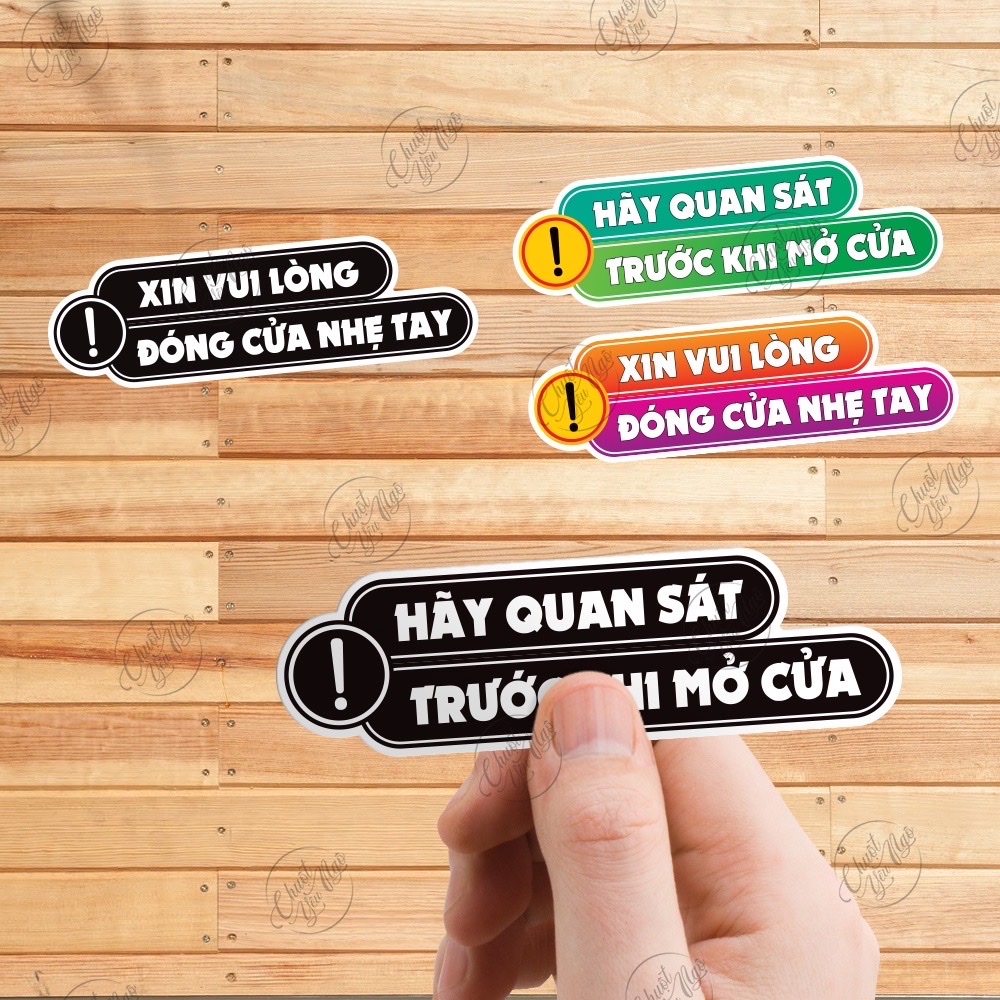 Combo 3 cặp (6 miếng) dán chú ý quan sát trước khi đóng mở cửa  dán cửa kính, cửa ô tô tem chống thấm nước NT 69