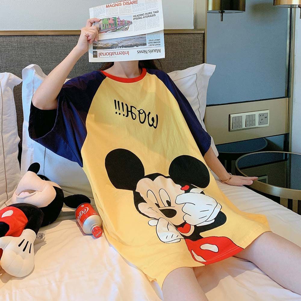 Epoch Đầm Ngủ In Hình Doremon / Chú Vịt Dễ Thương Thoải Mái Cho Nữ