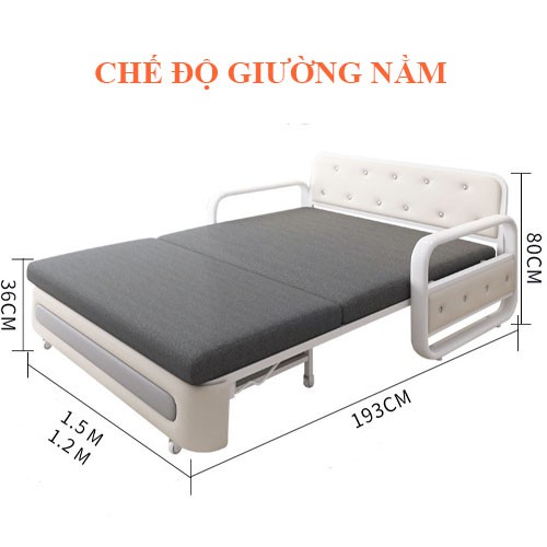 Sofa Giường Kéo Thông Minh Gấp Gọn Giá Rẻ, Ghế Sofa Giường Có Ngăn Chứa Đồ Tiện Lợi Kích Thước 1,2x1,9m