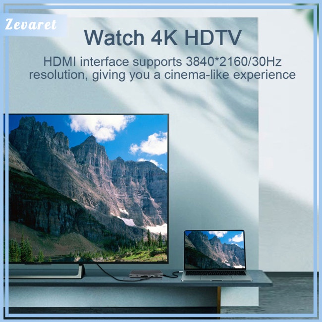 Bộ Chia Cổng Type-c Sang HDMI VGA RJ45 PD USB 3.0 10 Trong 1