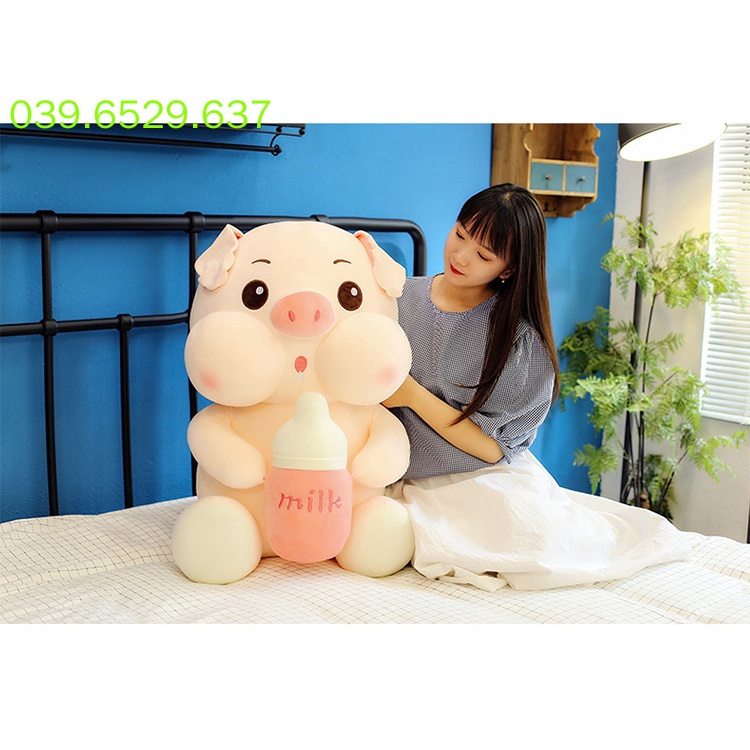 Gấu bông teddy bear heo ôm bình sữa heo nhồi bông ôm bình sữa siêu dễ thương siêu mềm Gấu bông Uống sữa
