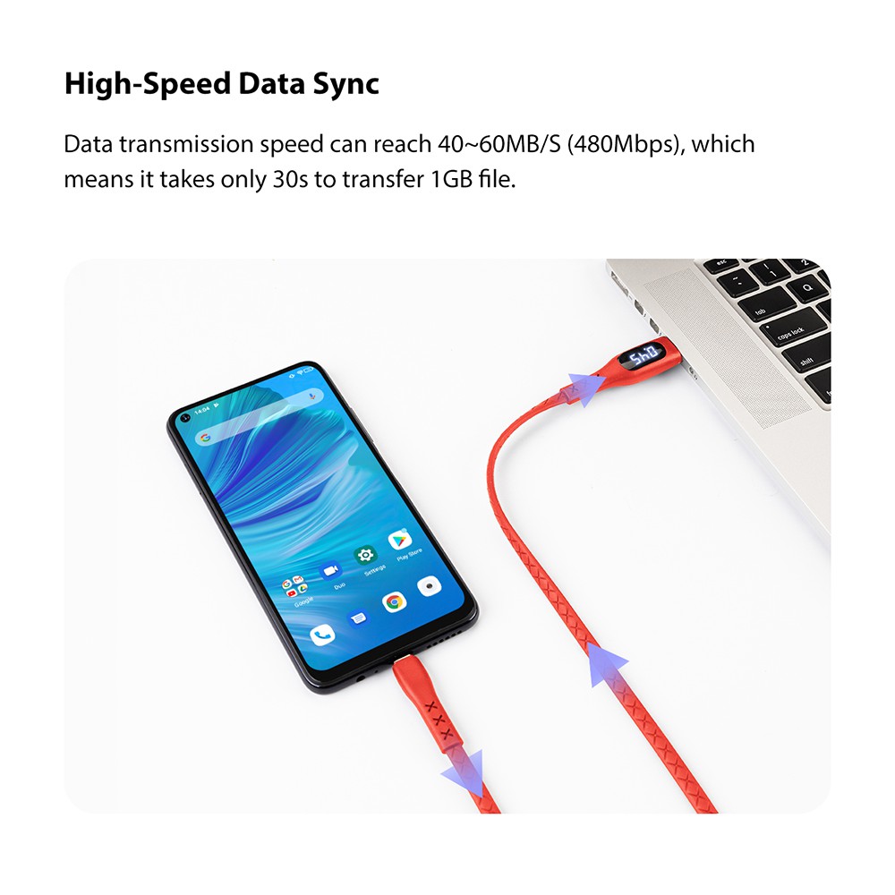 Cáp USB Type C UMIDIGI ULINE có LED hiển thị điện áp và hẹn giờ tự ngắt nguyên seal