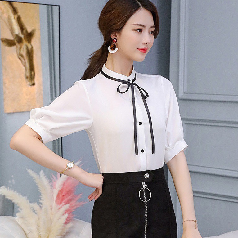 Áo sơ mi công sở nữ  thiết kế kiểu Hàn Quốc dáng dài chất kate lụa cao cấp ASW1132