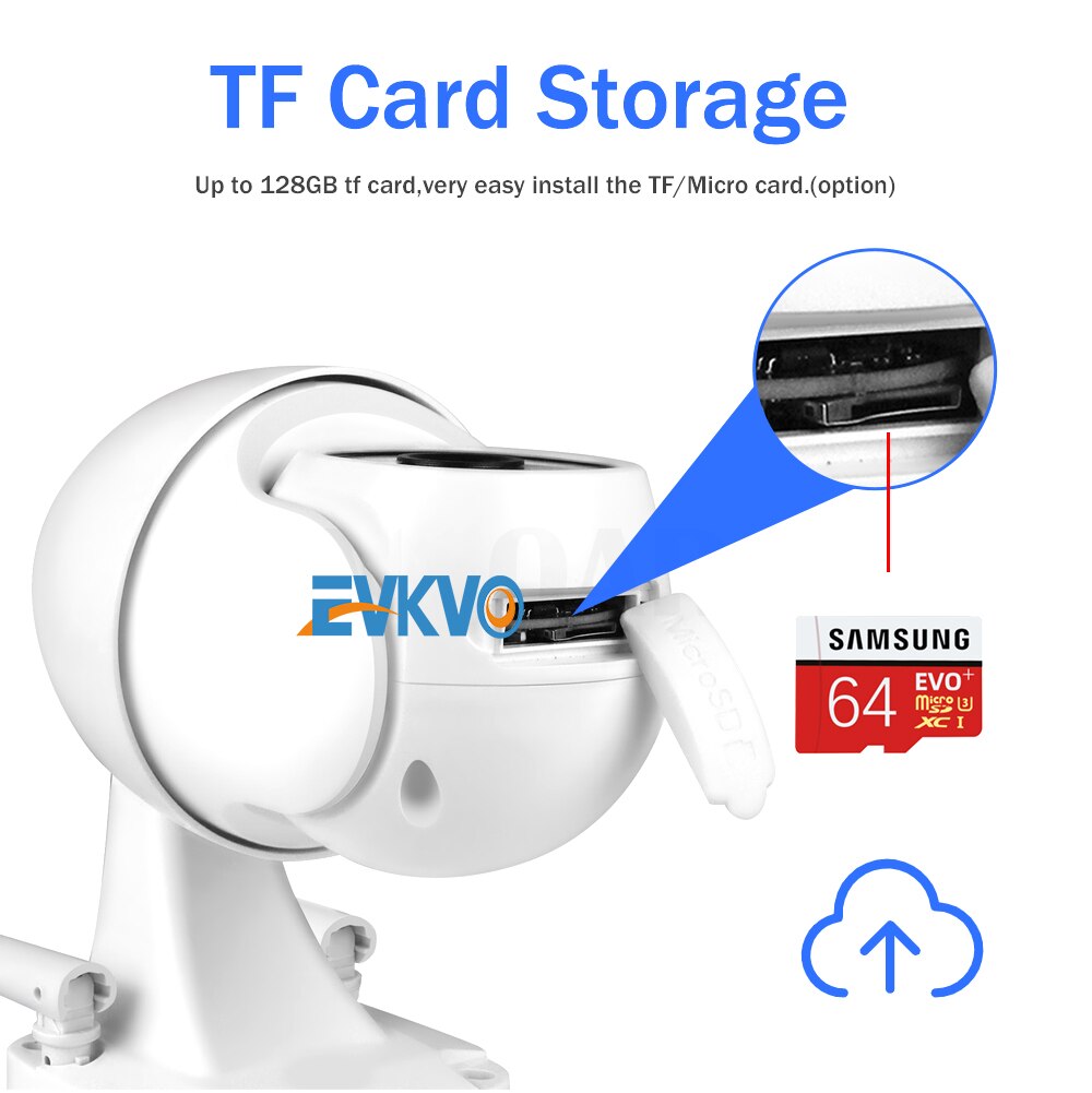 【Free 128G SD Card】 EVKVO 5MP Full Color Night Vision WIFI IP Camera Wireless Outdoor PTZ CCTV IP Security Camera Home Surveillance Camera - YI LOT APP