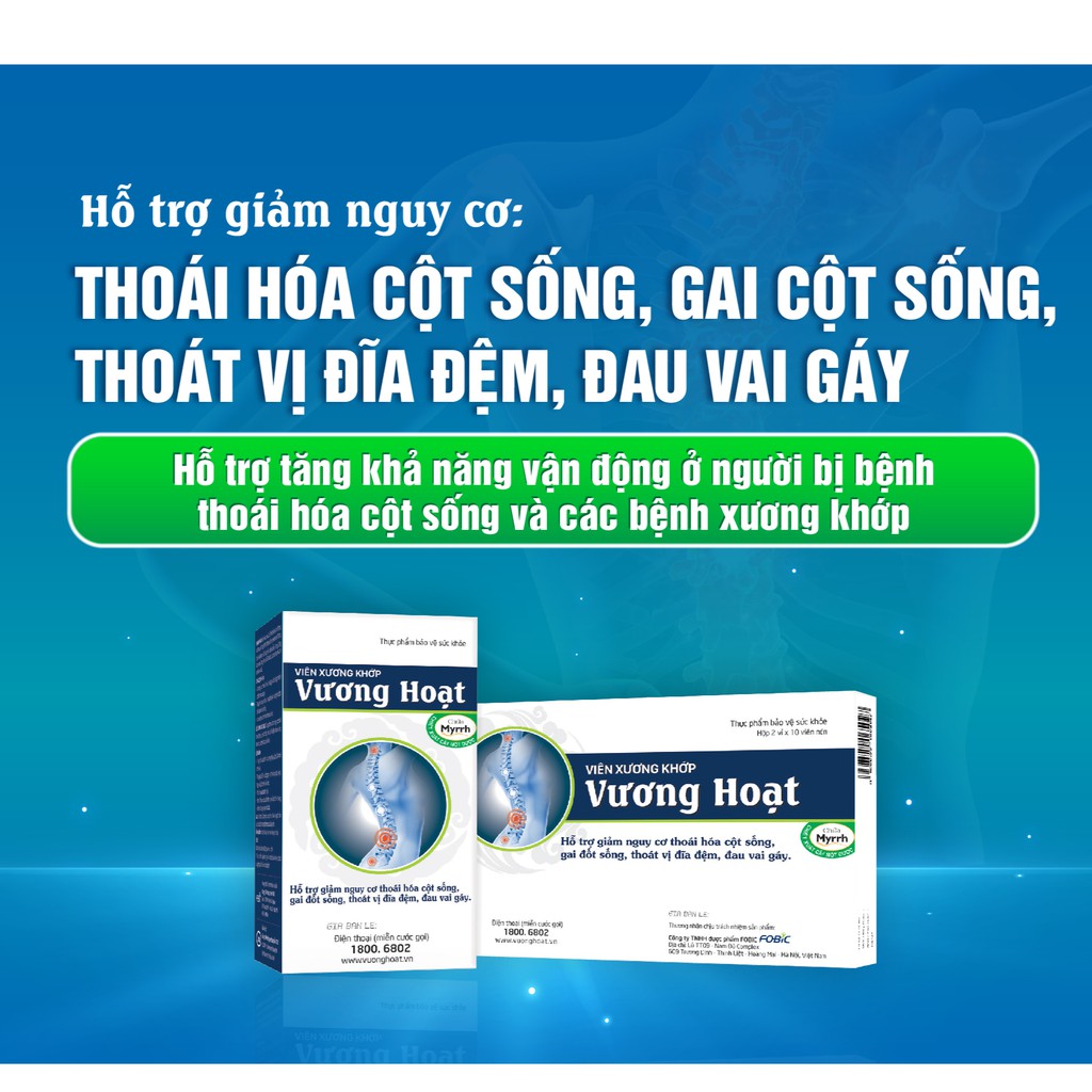 [MUA 4 TẶNG 1 ] Viên xương khớp Vương Hoạt - Hỗ trợ giảm nguy cơ thoái hóa cột sống