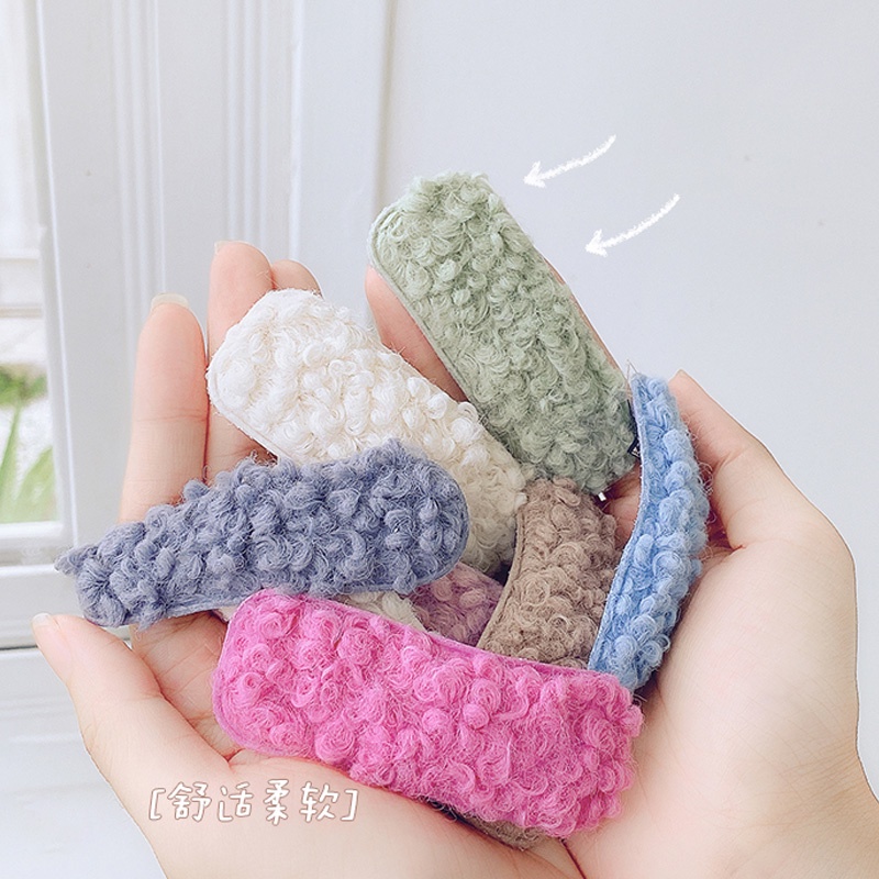 Kẹp tóc lông cừu kiểu Hàn Quốc thời trang mùa đông cho bé gái