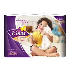 Giấy vệ sinh E'mos Premium cá heo xanh 6 cuộn x 2 lớp